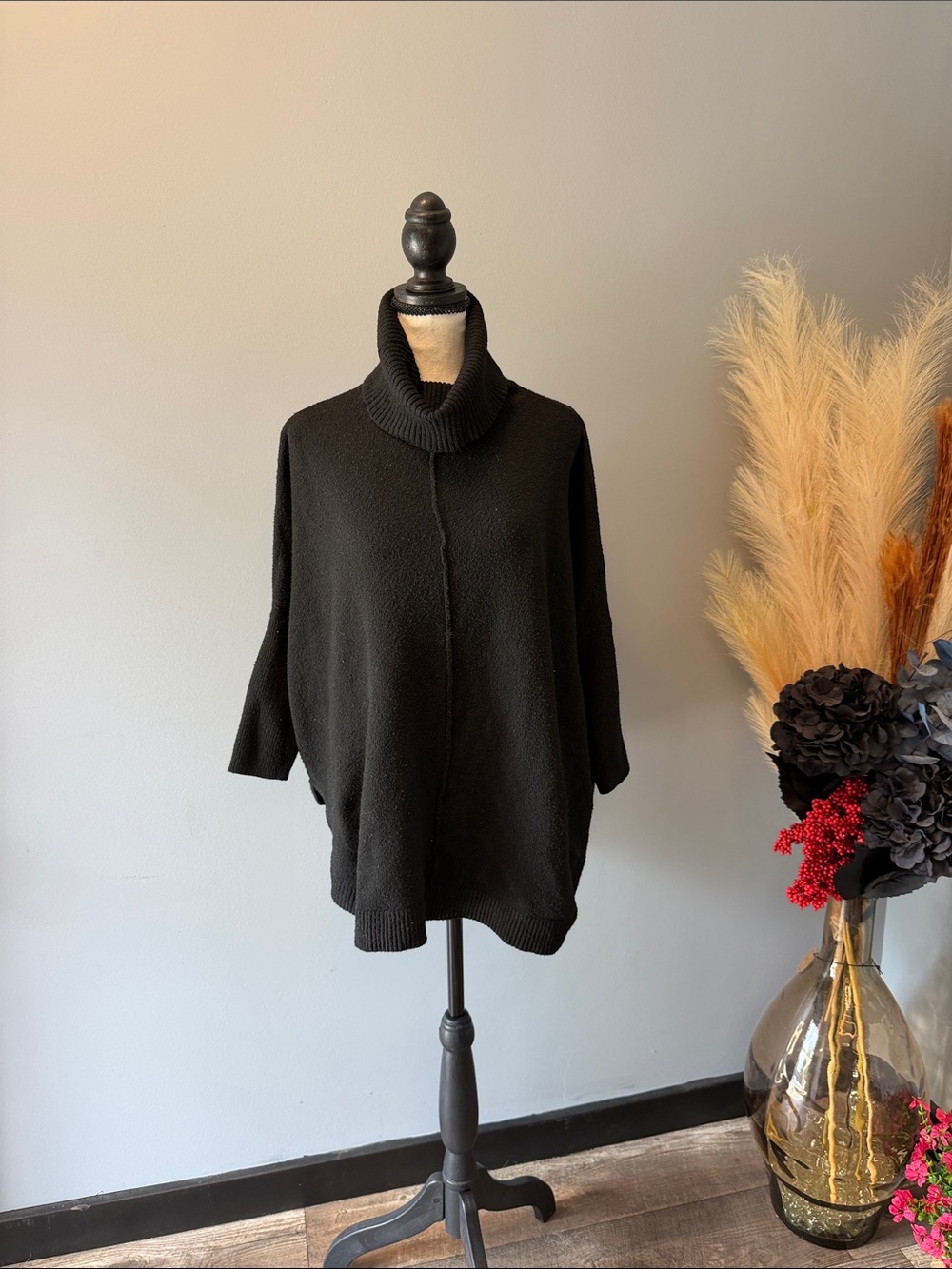 Time and Tru Black Cowl Neck Oversized Sweater